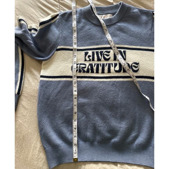 Spiritual Gangster Women's Blue Live in Gratitude Classic Sweater Size S - Picture 9 of 10
